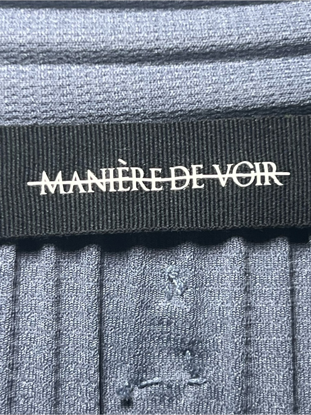 Manière De Voir Men Pleated Short Sleeve Button Up Shirt Blue Lagenlook Textured - Picture 12 of 15